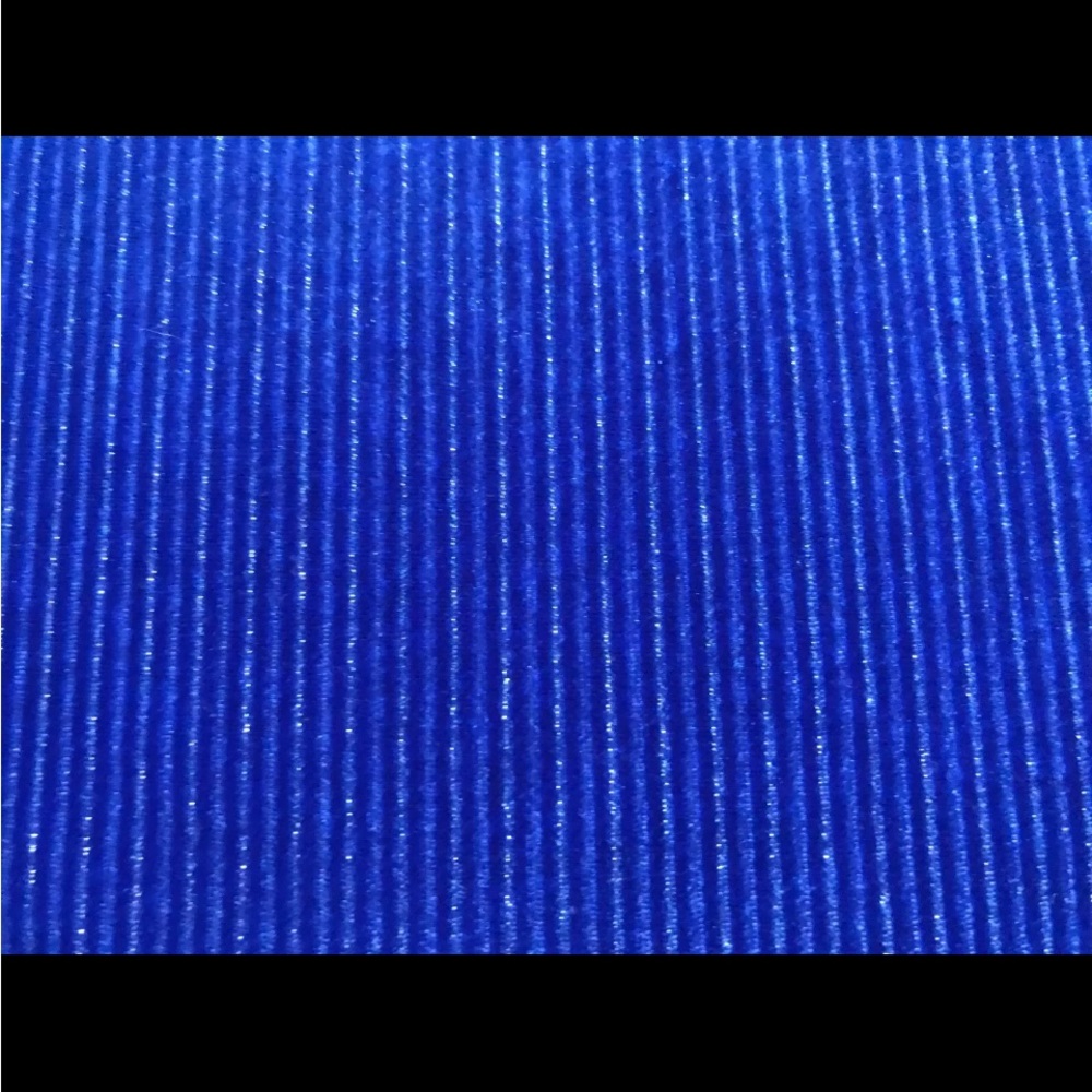 Royal Blue Velvet Button-up Blouse | Large | Soft Surroundings | Silver Stripes - Picture 6 of 16